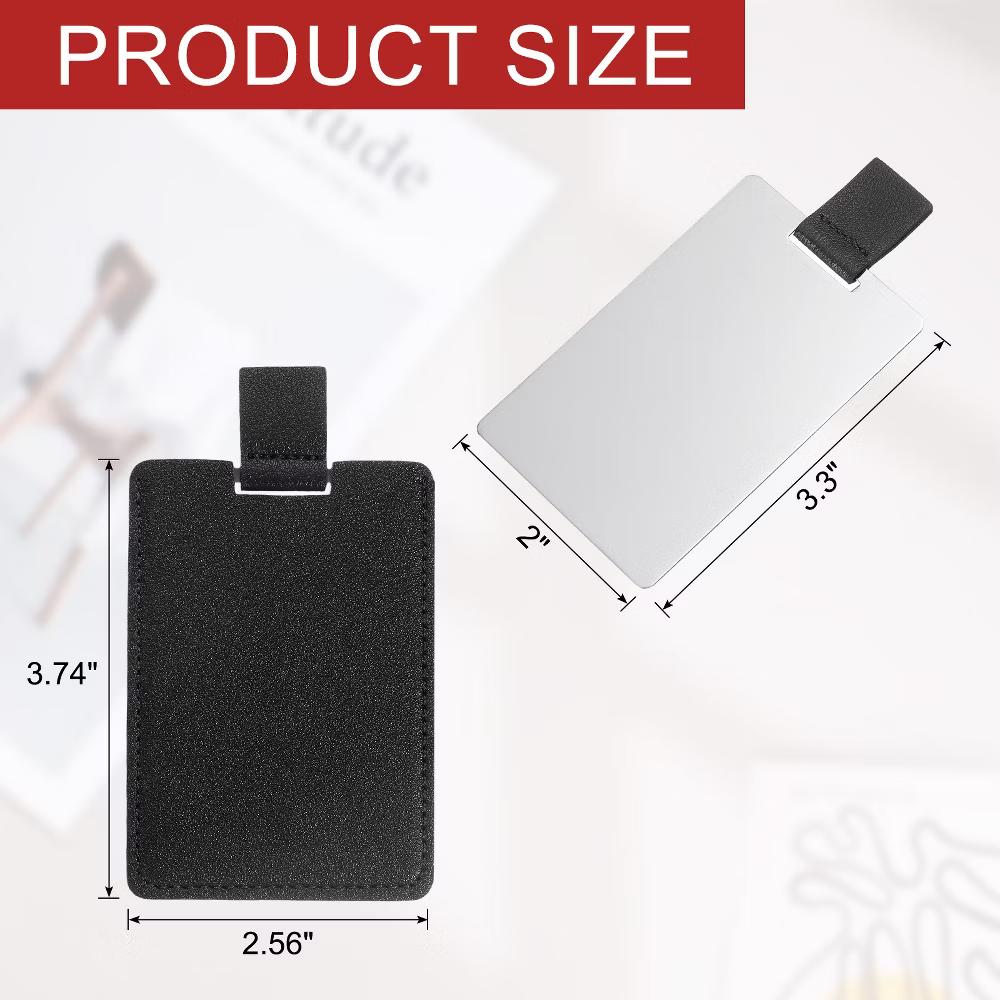 PU Leather Stainless Steel Travel Compact Mini Makeup Mirror - Image 6