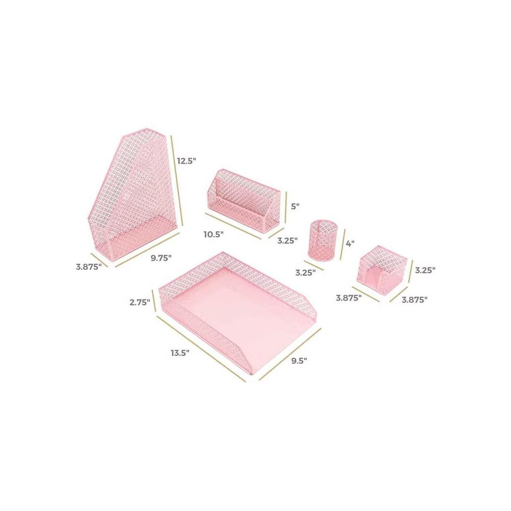 Blu Monaco Desk Organizer Set - 6-Piece Desk Accessories for Mail, Sticky Notes, Pens, Magazines & Documents - Image 26