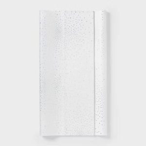 8ct Tissue Paper White/Silver Foil Dots Print - Classic Polka Dot Design for All Occasions, 16.5" 24"