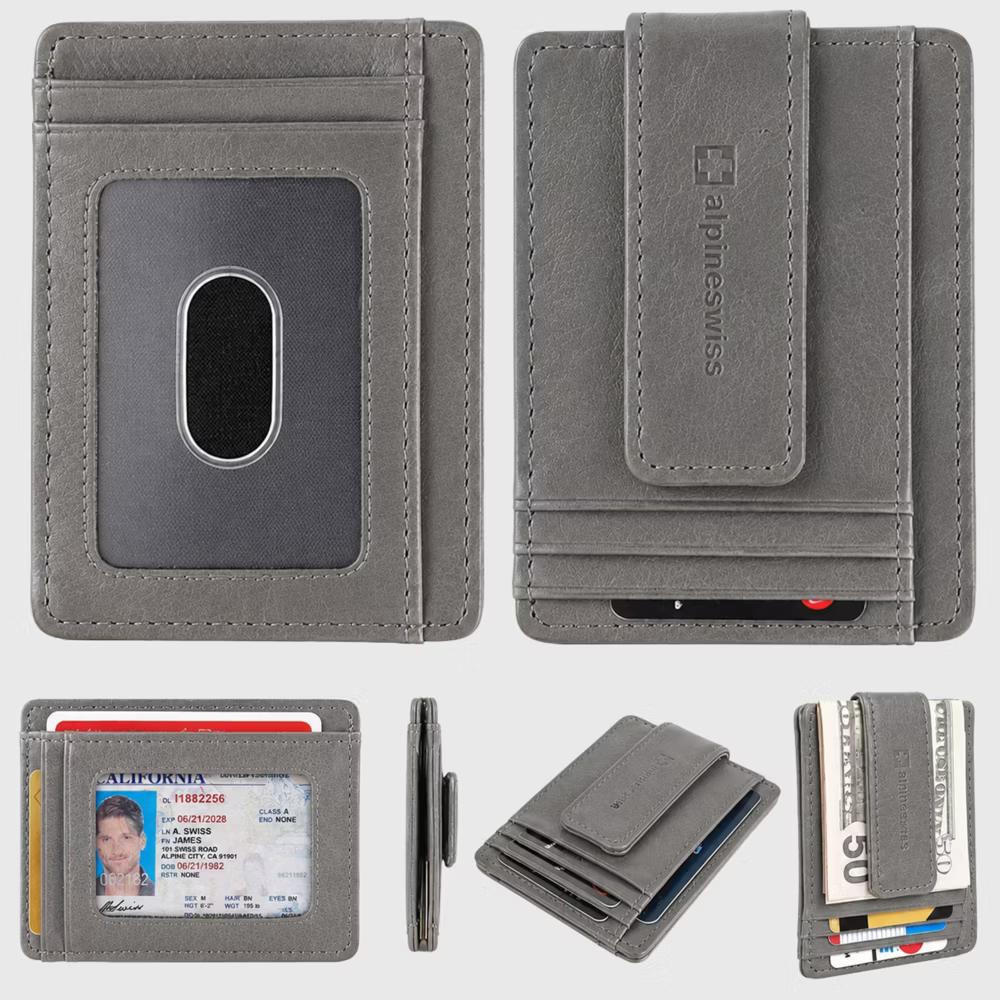 Alpine Swiss Harper Mens RFID Slim Money Clip Front Pocket Wallet Minimalist Leather ID Card Holder - Image 42