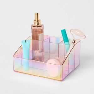 Plastic 5 Slotted Makeup Organizer Iridescent