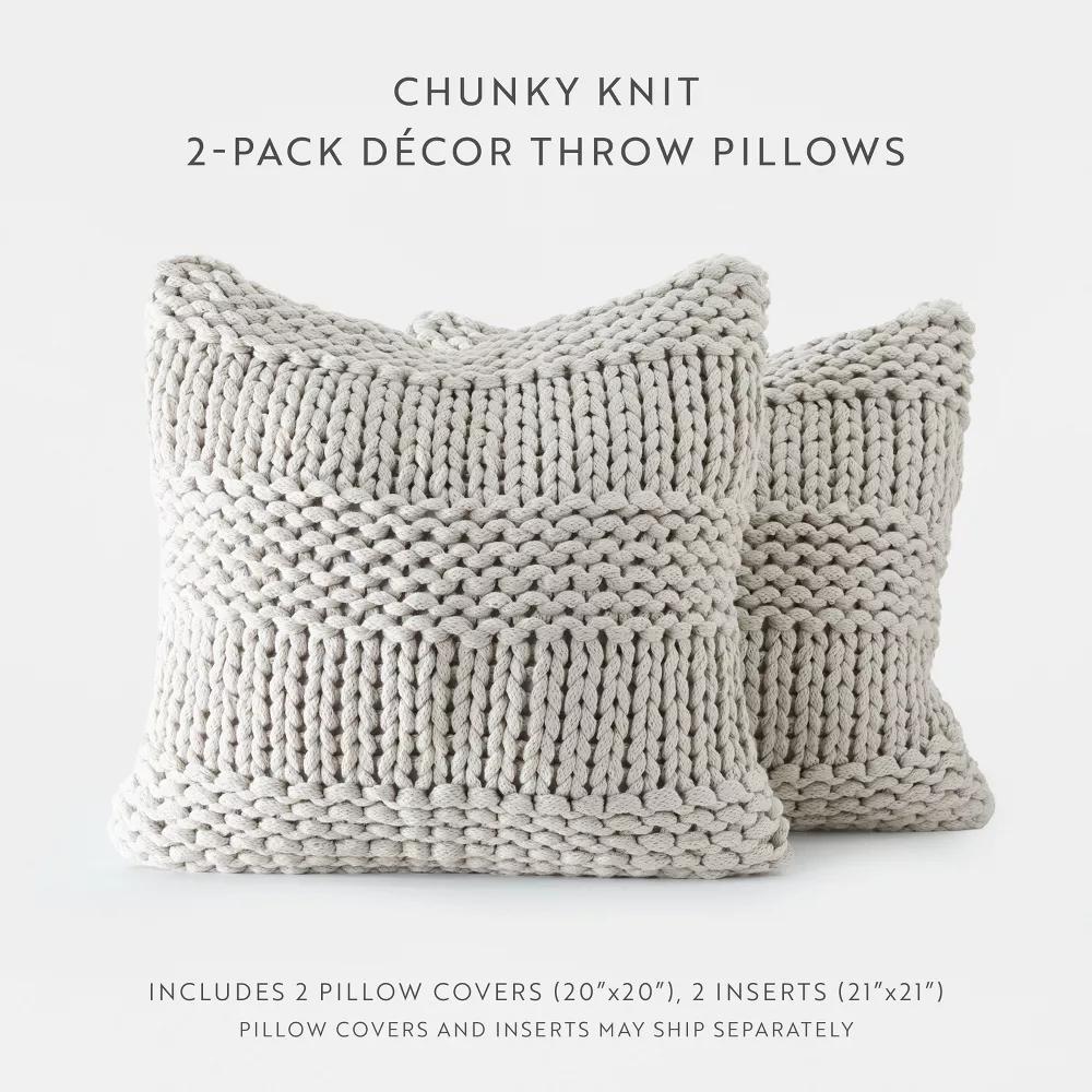 Cozy Chunky Knit Throw Pillow Cover And Pillow Insert - Image 80