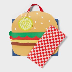 Small Hamburger Shaped Birthday Gift Bag with Tag Colorful