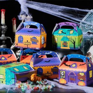 Halloween Party Favors 24-36PCS 3D Trick or Treat Cookies Boxes for Kids Adults, Halloween Bakery Boxes for Candies and Biscuit (6"x6"x3.5")