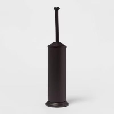 Metal Oil Rubbed Toilet Brush And Holder Set Bronze - Steel Construction, Reusable, 18.7" Height - Image 2