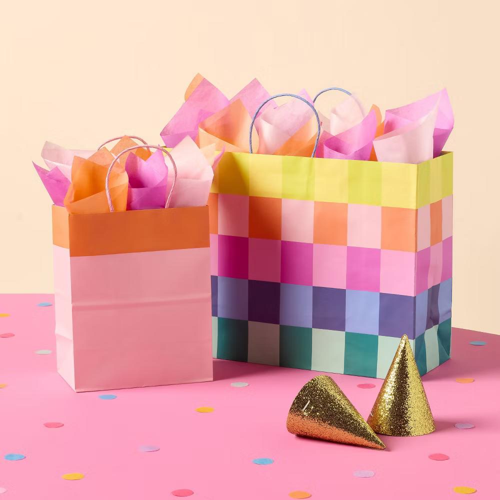 Large Checkerboard Gift Bag Colorful - Image 2