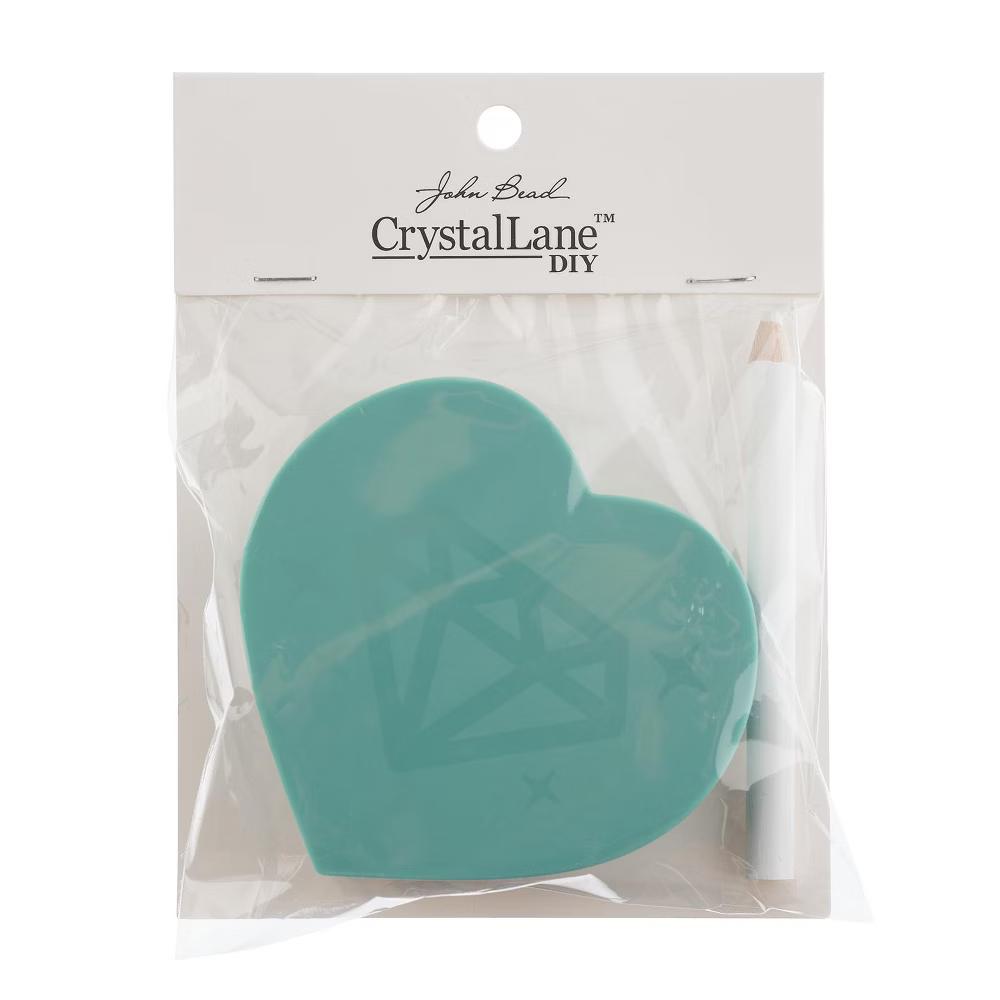 Crystal Lane DIY Teal Heart Plastic Rhinestone Bead Sorting Tray with Pickup Stick - Image 3