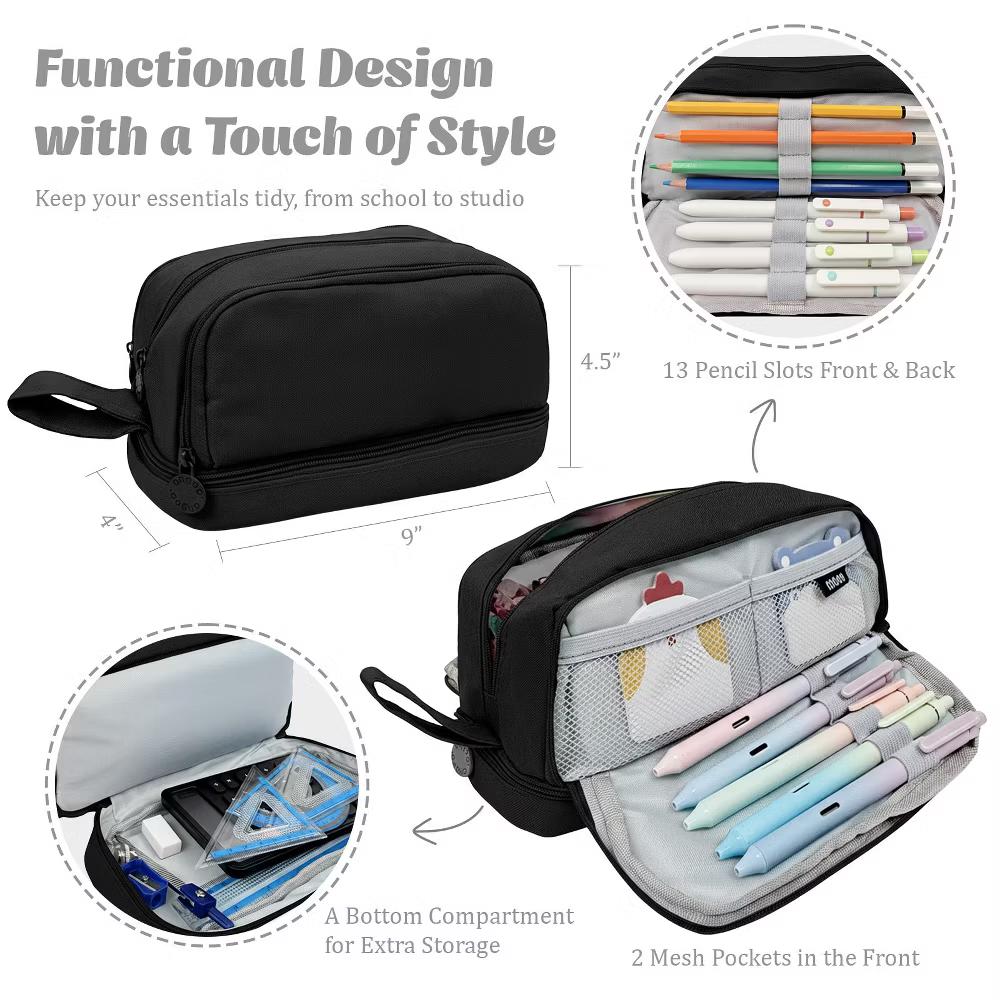 4 Compartment Large Capacity Pencil Case, Pencil Pouch for Stationery Tools - Image 2