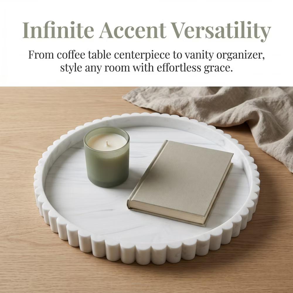2Pc Round Silicone Vanity Tray Set Decorative Catchall Organizer for Bathroom Countertop Perfume White - Image 68