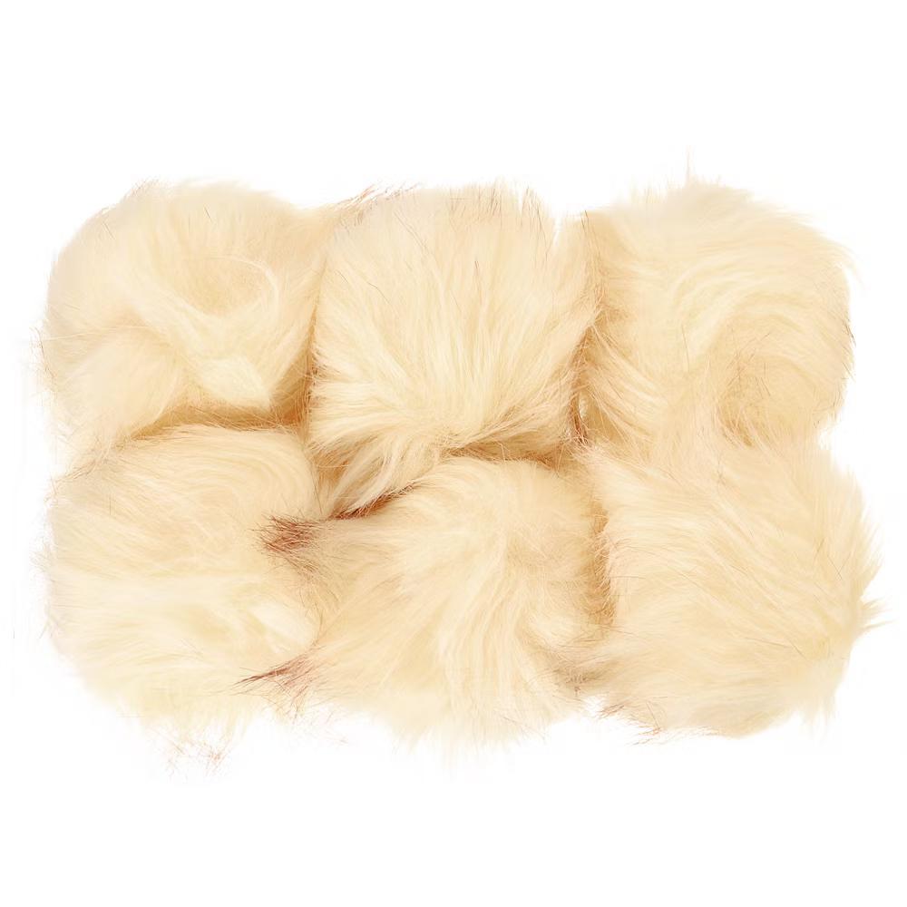 Fluffy Elastic Faux Fur Pom Poms for Hats Scarves Gloves 6 Pcs - Image 5
