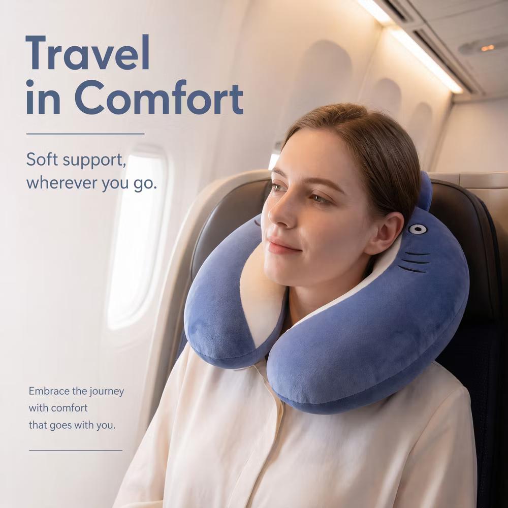 U-Shape Memory Foam Portable Traveling Travel Neck Pillows 12x12in 1 Pc - Image 3