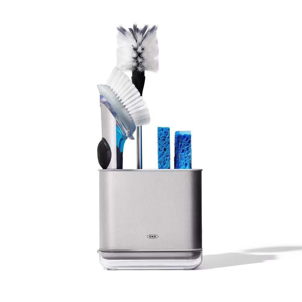 Stainless Steel Sink Caddy: Silver Kitchen Storage, Plastic & Stainless Steel, 3.8"x3.8"x5.5", 1 lb - Image 5