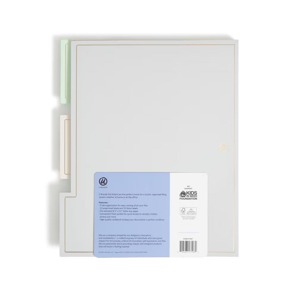 Paper Folder 9ct File Folders with Pockets Soft Pastels - Image 3