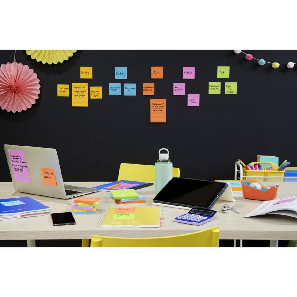 Super Sticky Notes 3" 3" Energy Boost Collection: 6 Multicolor Pads, 70 Sheets Each, Art & Design Theme - Image 4