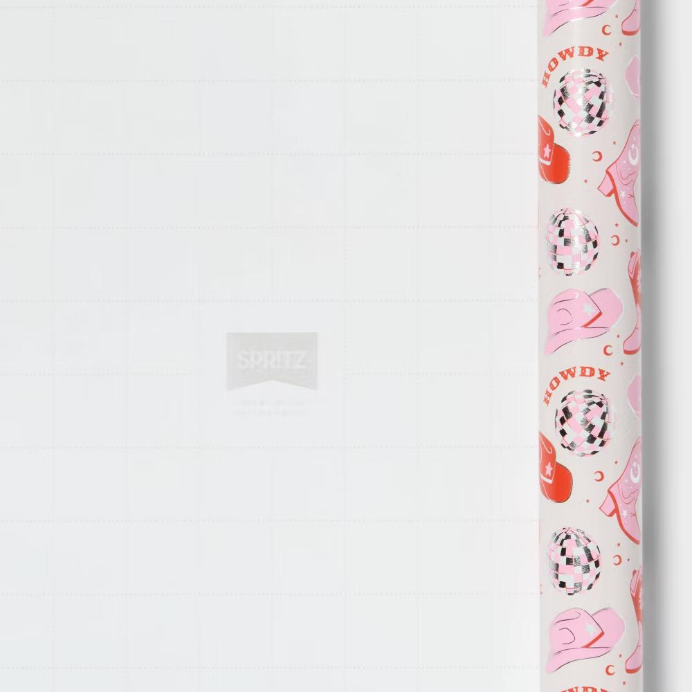 96"x30" Disco Cowboy Birthday Gift Wrapping Paper Pink - Image 3