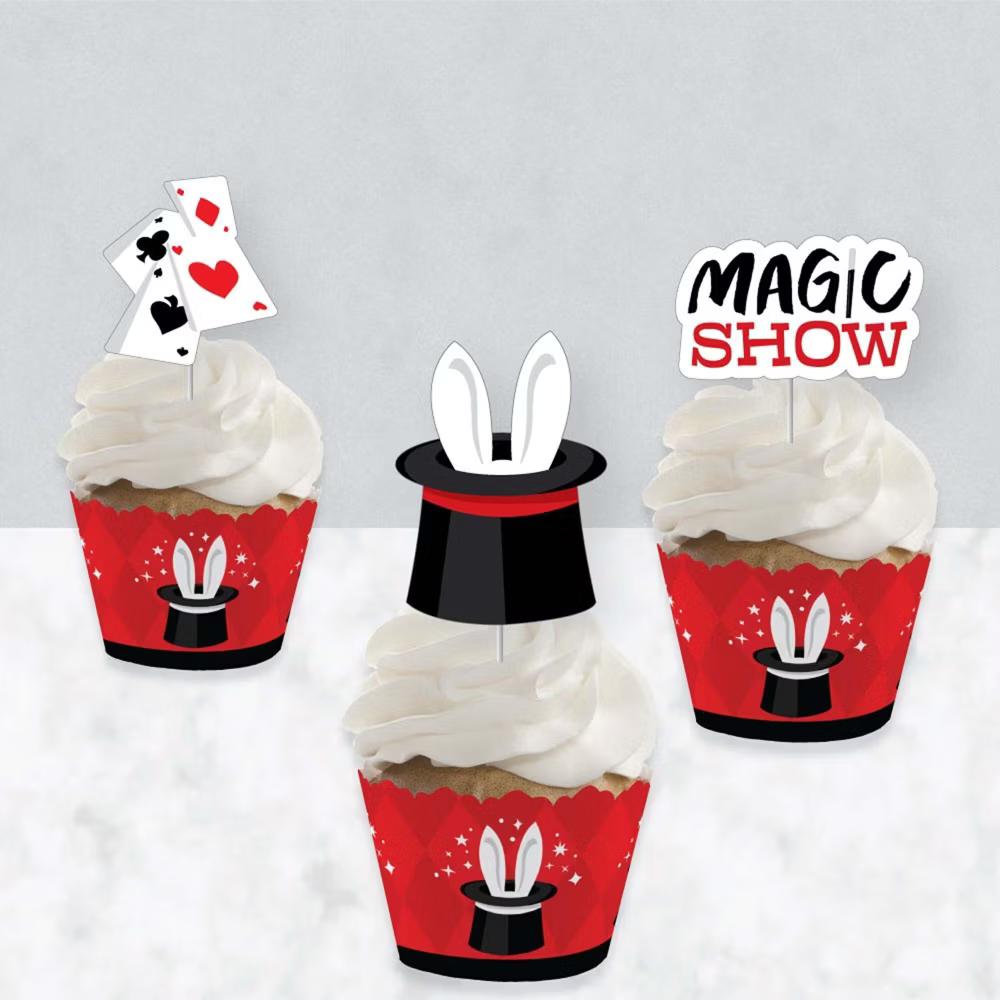 Ta-Da, Magic Show - Cupcake Decoration - Magical Birthday Party Cupcake Wrappers and Treat Picks Kit - Set of 24 - Image 3