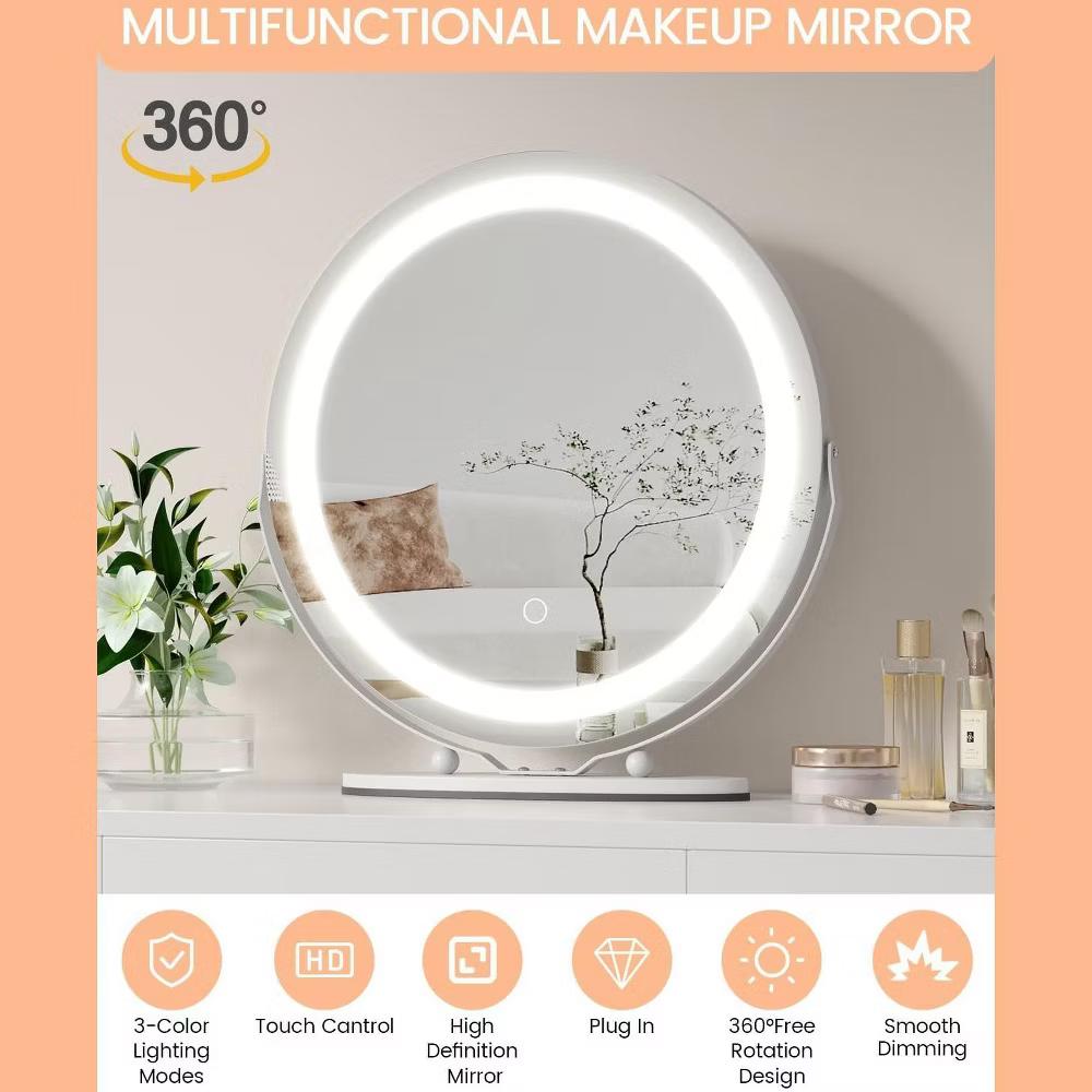 LED Vanity Mirror – Touch Control 3 Light Modes, Dimmable & 360° Rotation Makeup Mirror for Bathroom/Bedroom (1-Piece) - Image 23
