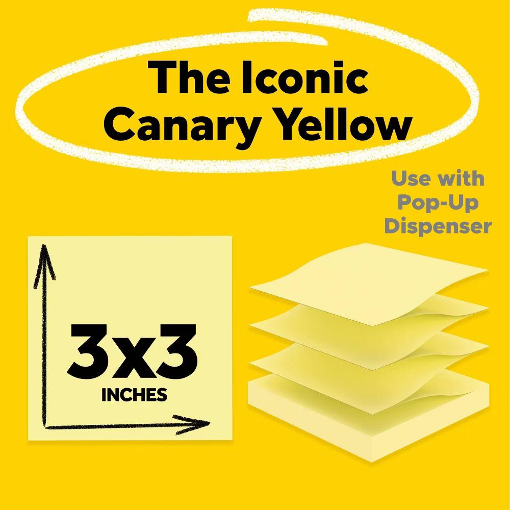 5pk 3" 3"Sticky Notes, 100 sheets/Pad - Canary Yellow - Image 9