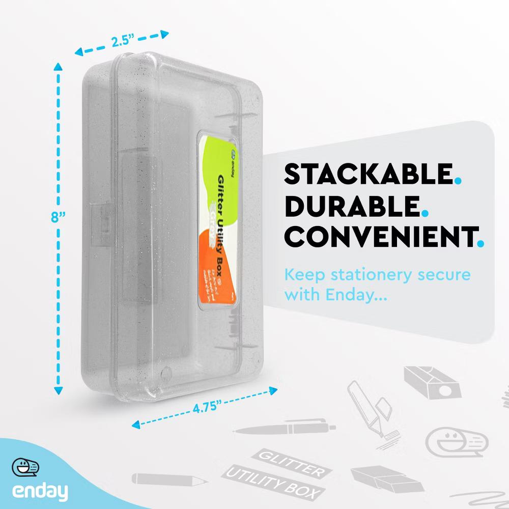 Plastic Pencil Box with Snap Closure Lids, Small Utility Storage Crayon School and Office Supplies Case Organizer - Image 10