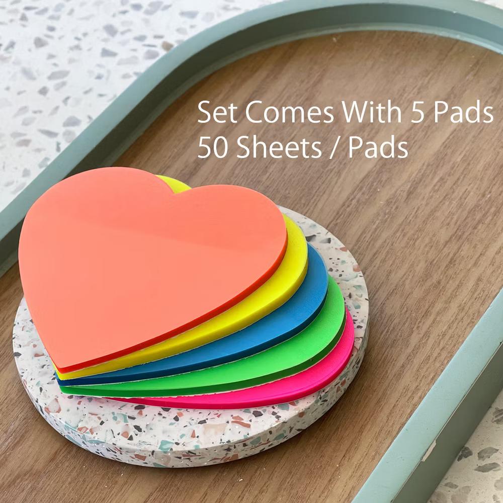 Transparent Sticky Notes, Waterproof Self-Adhesive Memos for Home, School, Office (Set of 5), Hearts - Image 7