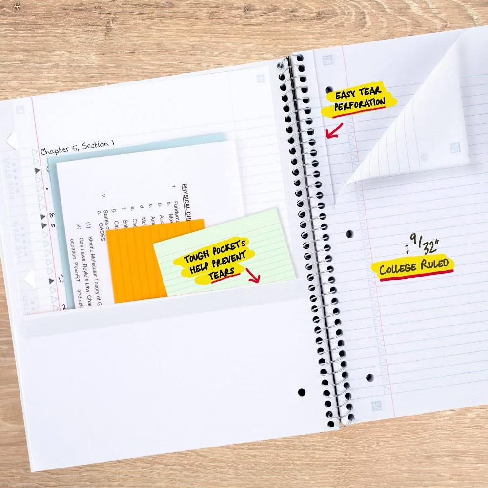 Five Star 8.5"x11" Active College Ruled Notebook 80 Pages White - Image 2