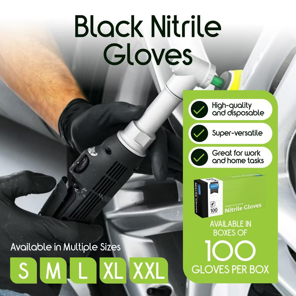 Inspire Black Nitrile Disposable Gloves | 4.5 Nitrile Disposable Safety Medical Cooking Cleaning Disposable Black Gloves - Image 4