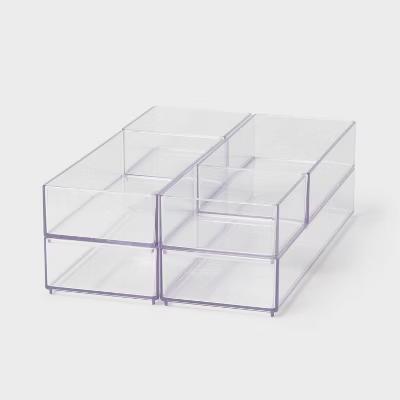 Desk Drawer Organizer Clear - Office & Stationery Holder, 20% Recycled Plastic, 12"x8"x4" - Image 3