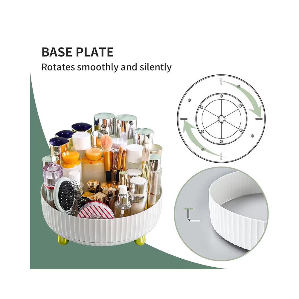 360 Degree Rotating Makeup Organizer Tray, Lazy Susan Perfume and Skincare Storage Organizer for Vanity, Dresser and Bathroom Countertop-white - Image 2