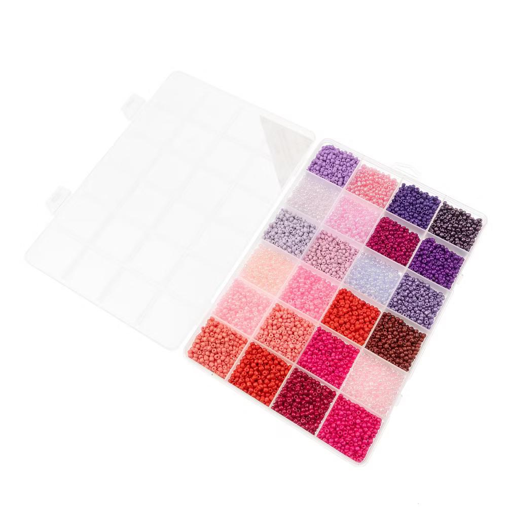 12500pcs Assorted Glass Seed Beads 8/0, 24 Colors Royal Blush Palette Palette Round Bead for DIY Crafts Jewelry Making Bead Box - Image 2