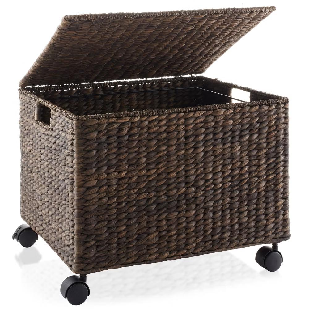 Casafield Rolling Filing Cabinet - Water Hyacinth Hanging File Folder Organizer on Wheels, Home Office Storage - Image 10