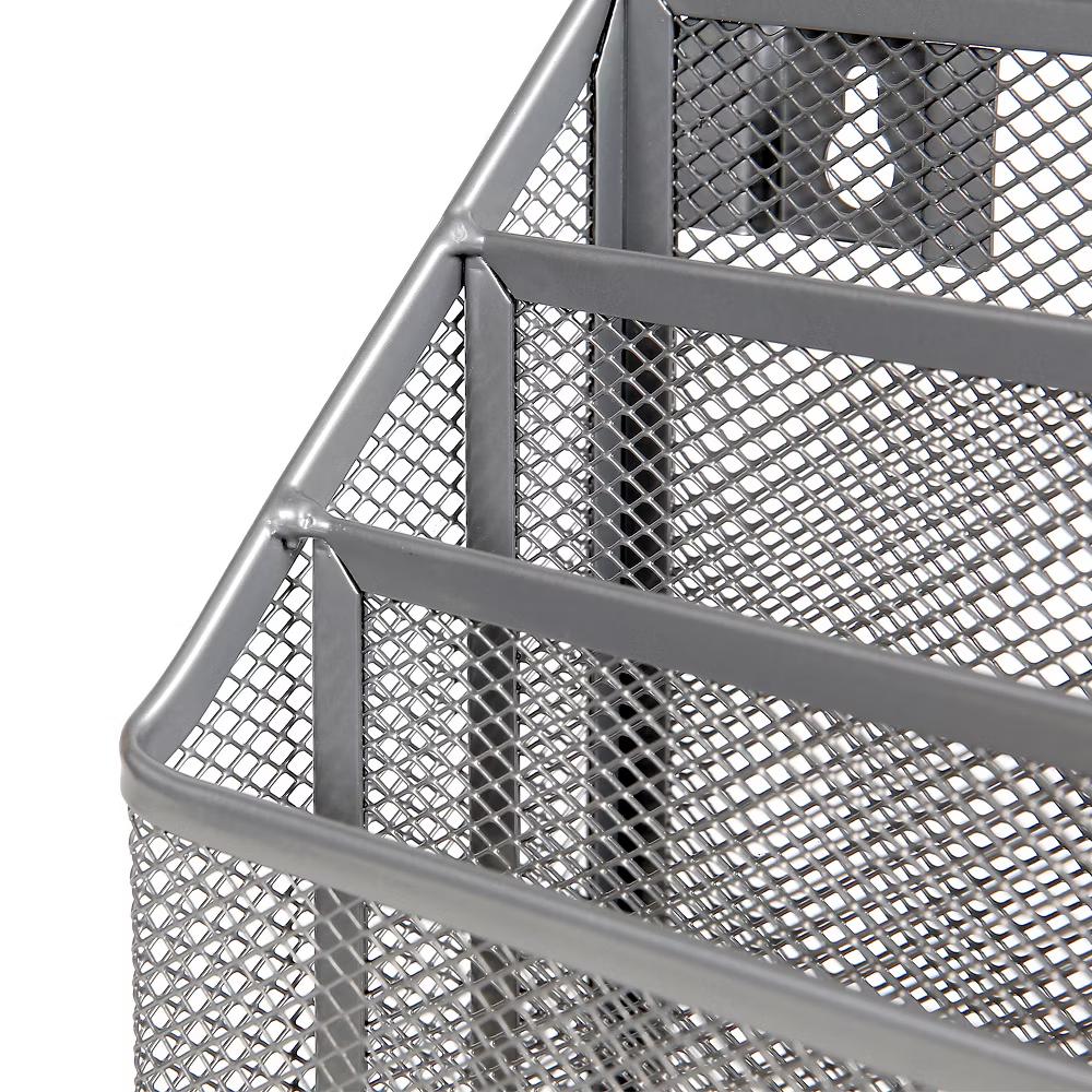 Mesh Hanging File Sorter with Keyholes Silver - Steel File Organizer & Holder, Hanging Storage Bin