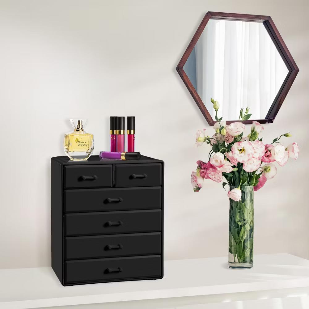 6 Drawer Makeup Organizer Case - Storage for Vanity, Bathroom, Dorm, Closet, and more -Large, 2 Small Drawers - Image 4