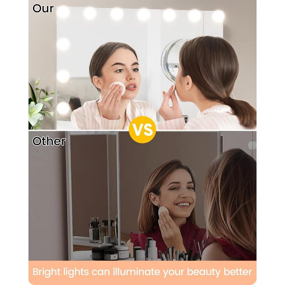 LED Vanity Mirror – Touch Control 3 Light Modes, Dimmable & 360° Rotation Makeup Mirror for Bathroom/Bedroom (1-Piece) - Image 11