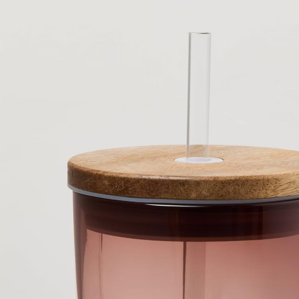 21oz Glass Tumbler with Wooden Lid - with Magnolia - Image 11