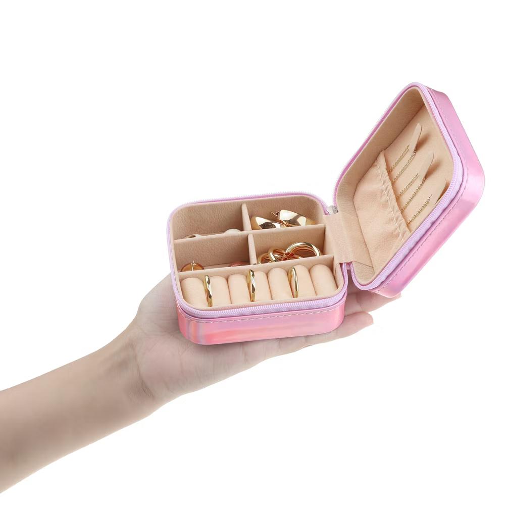 Travel Square Small Portable PU Leather Jewelry Organizer Case Storage - Image 10