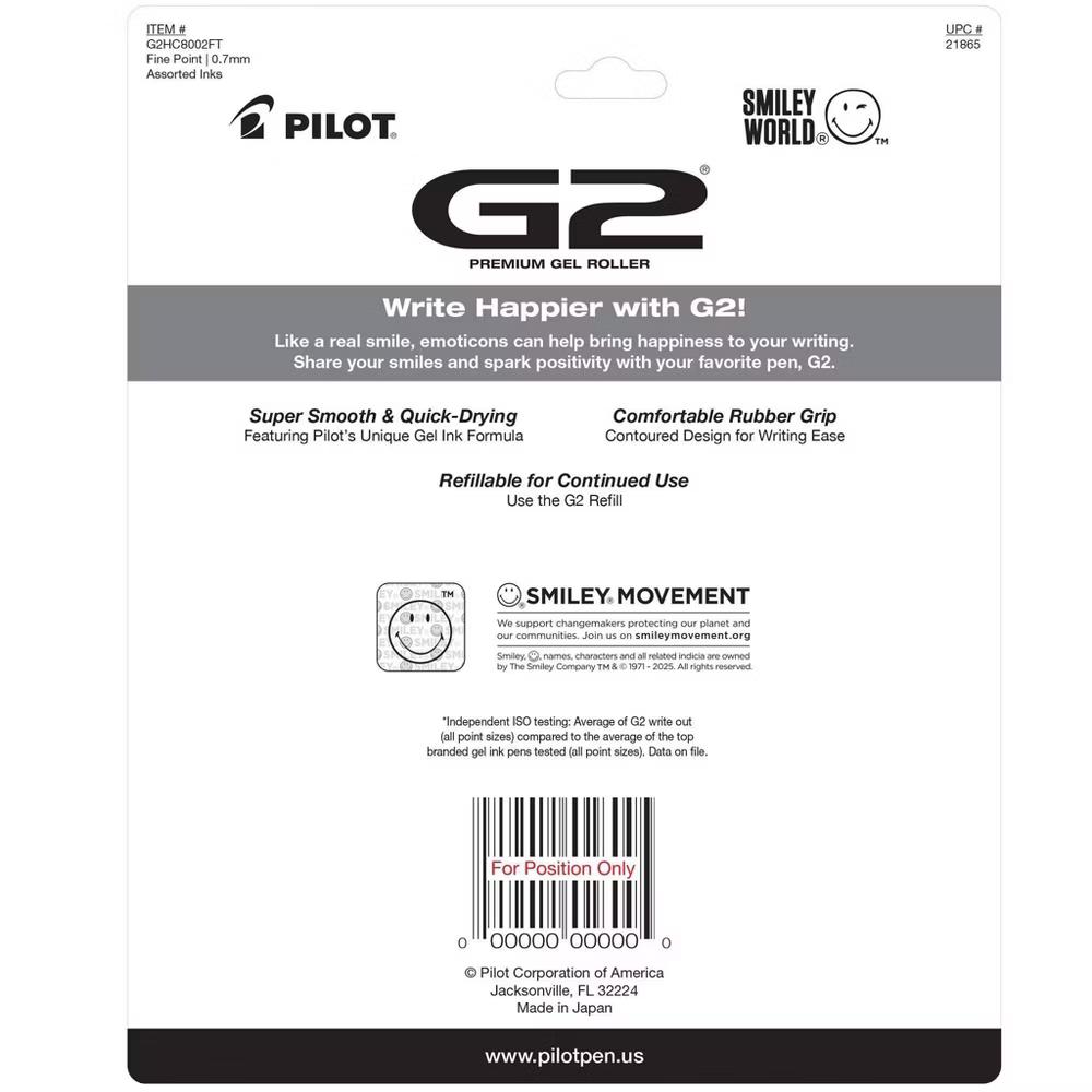 G2 Gel 8pk Smiley World Gel Pens Fine Point 0.7mm Multicolored Ink - Image 3