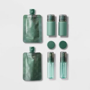 8pc Complete Travel Toiletry Set Dark Ivy - Silicone, PET Beauty Set
