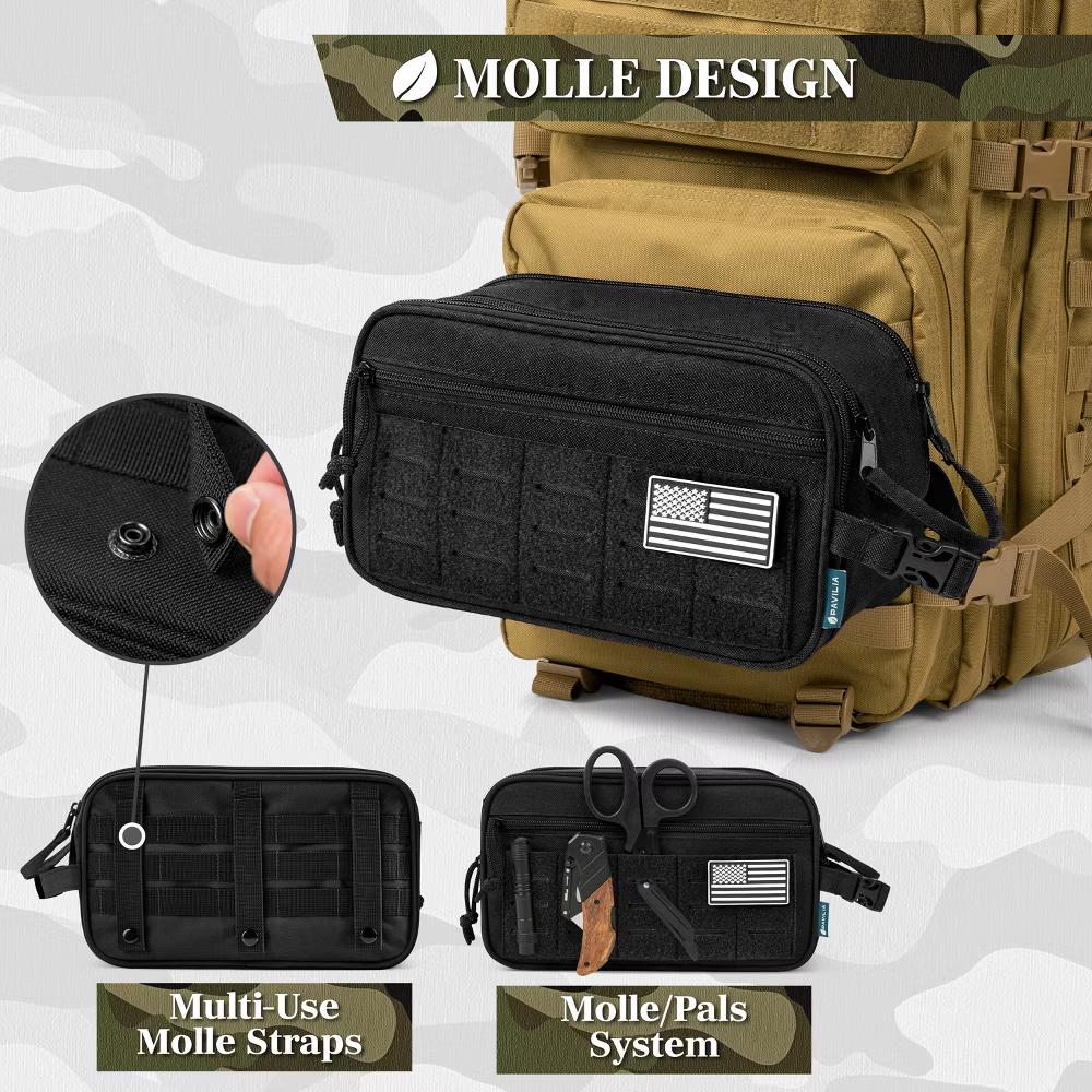 Tactical Toiletry Bag for Men, Hygiene Travel Bag, Military Dopp Kit, Water Resistant Molle Pouch, Shaving Grooming Organizer Case - Image 6