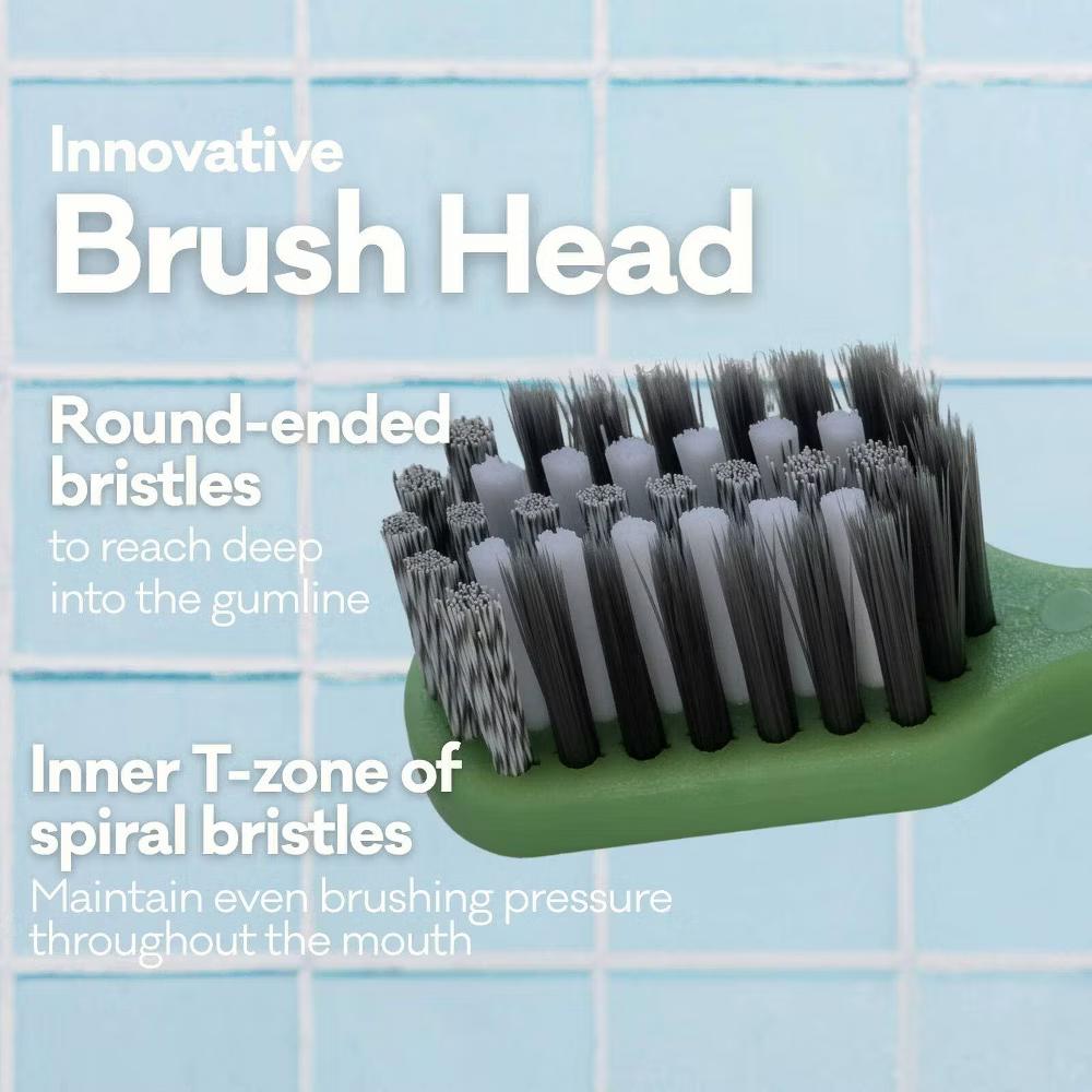 Pro Ultimate Triple Action Whitening 100% Recycled Plastic Handle Toothbrushes - Soft - Green/White - 2ct - Image 5
