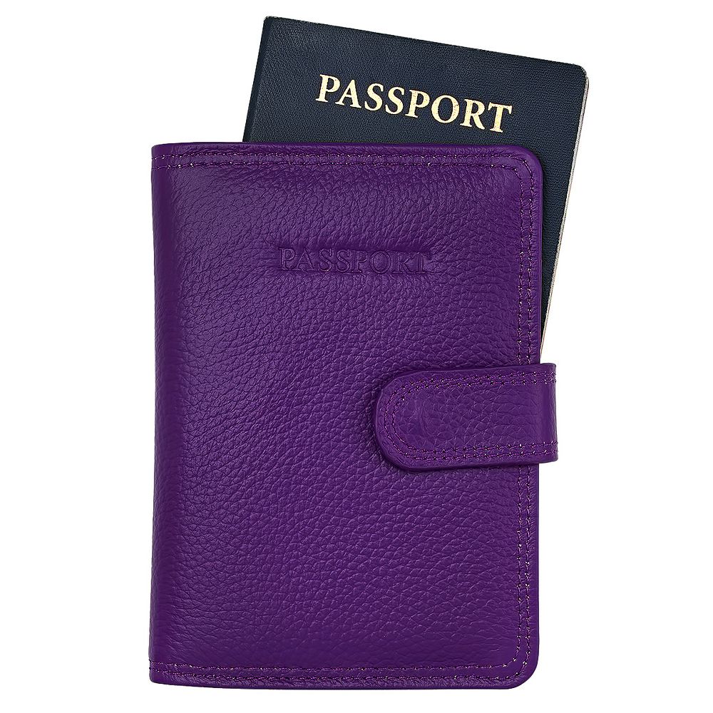 Steeltime Unisex leather passport holder. Color Options: Black, Brown, Navy, Teal, Red, Purple - Image 3