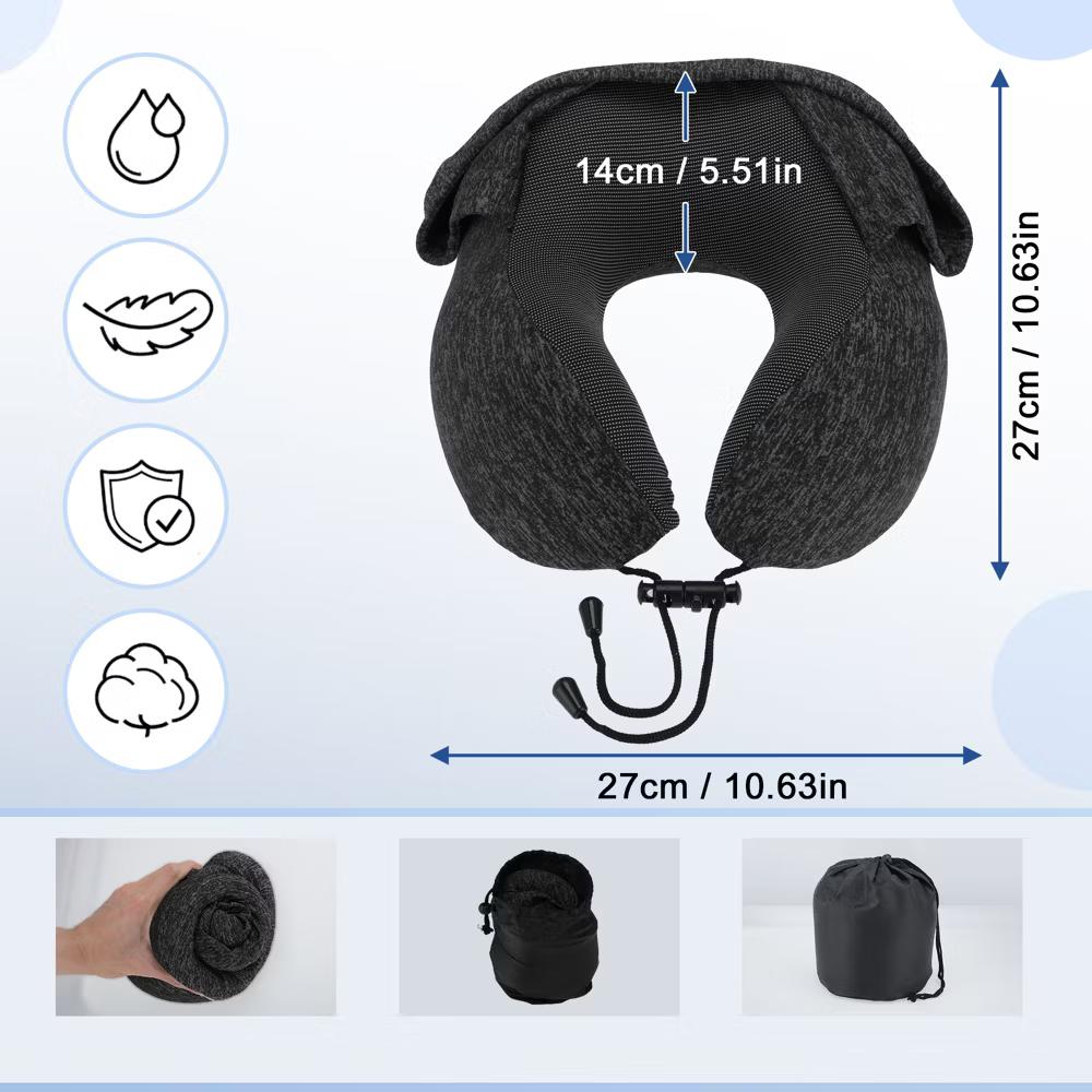 Travel Neck Pillow with Extra Large Hood 1 Set - Image 11