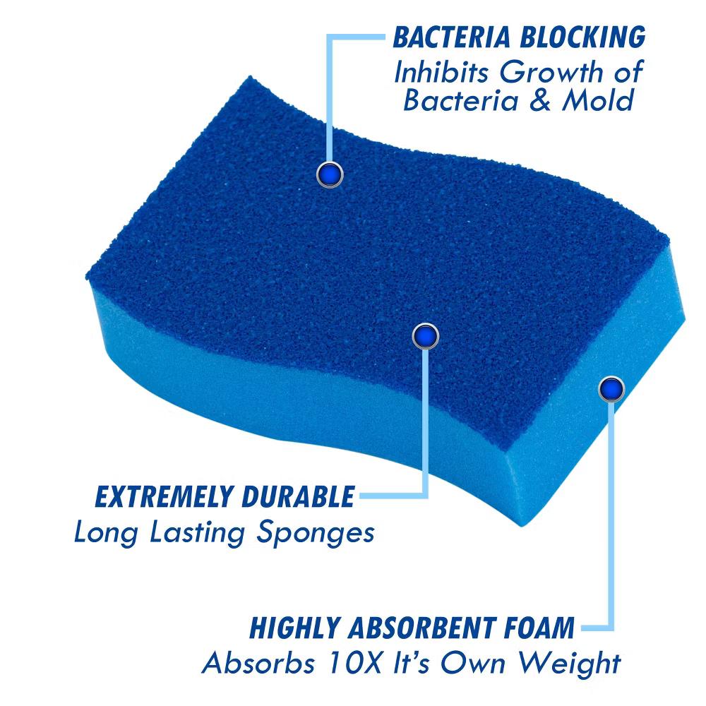 ELITRA HOME Heavy Duty Scrubber Sponge, with Smell Resistant Hydrophilic Foam Technology, Odorless - Blue