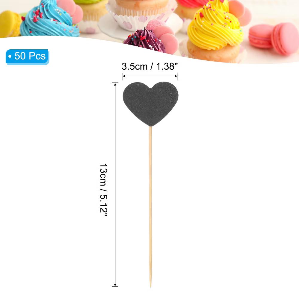 Wedding Engagement Birthday Decoration Heart Shape Cupcake Toppers Picks 50 Pcs - Image 6