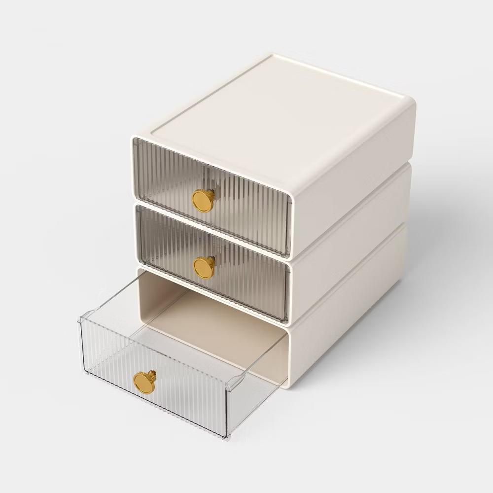 Small Stackable Drawers Set of 3 Cream - Image 3