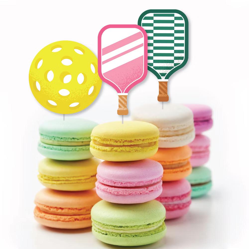 Pink Pickleball - Dessert Cupcake Toppers - Country Club Party Clear Treat Picks - Set of 24 - Image 4