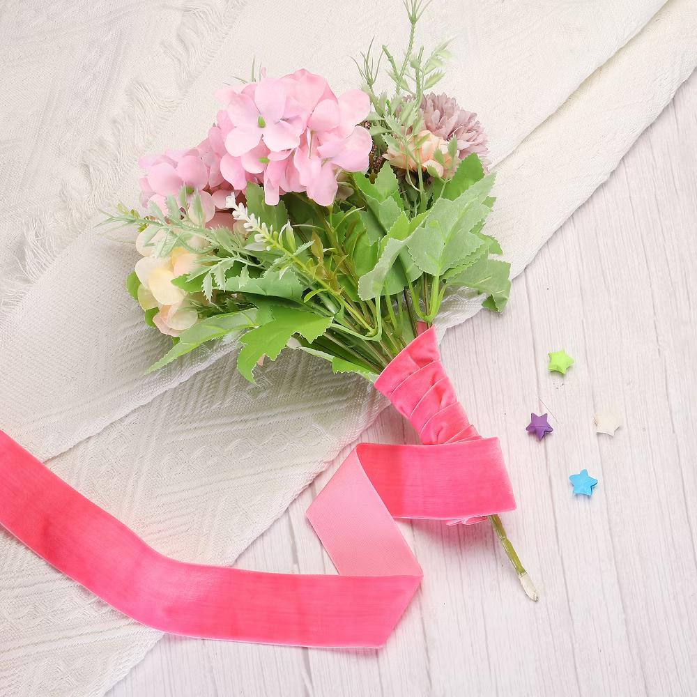 Soft Single Face Spool Silky Velvet Ribbon for Bouquets DIY Crafts