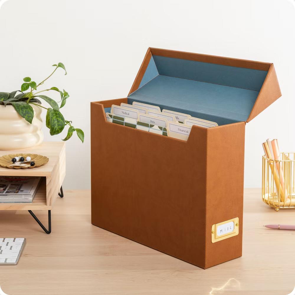 Flip Top File and Storage Box PU Leather