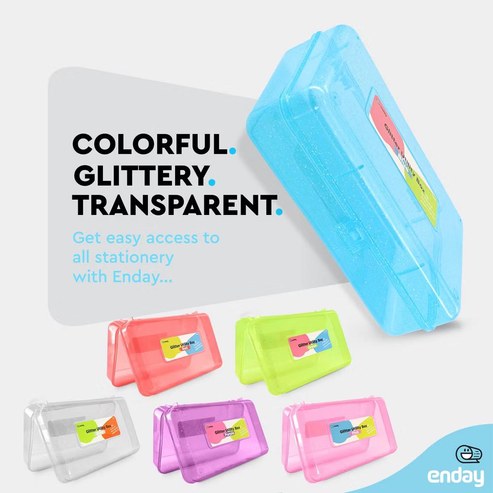 Plastic Pencil Box with Snap Closure Lids, Small Utility Storage Crayon School and Office Supplies Case Organizer - Image 5