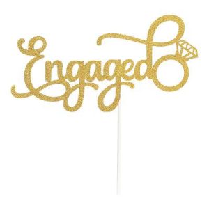 Gold 'Engaged' Cake Topper