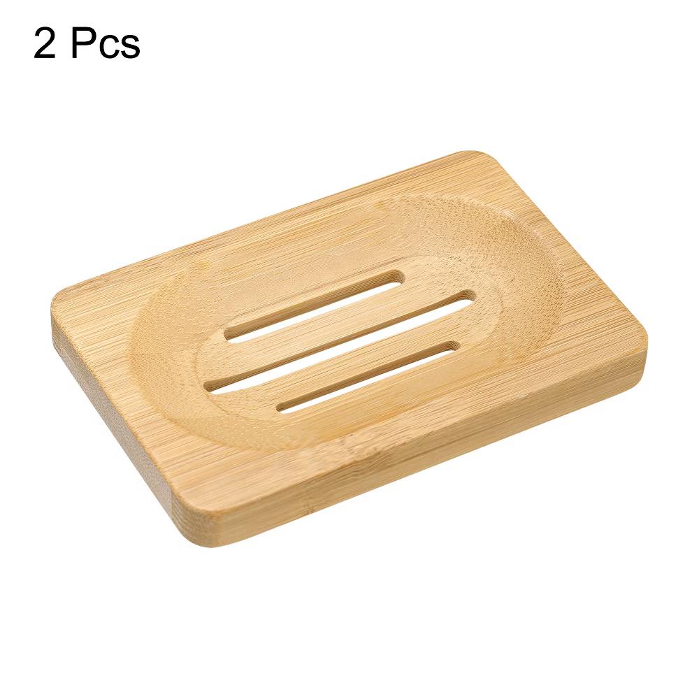 Natural Bamboo Wooden Soap Dish with Self-Draining for Bathroom Bathtub - Image 3